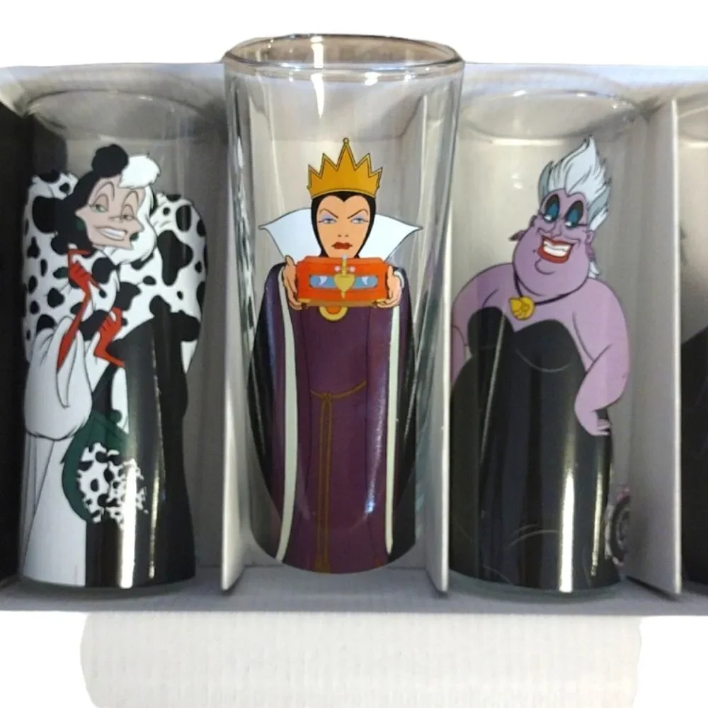 Disney‎ Villains Characters Prints 10oz Tumbler Glassware Set of 4 NWT